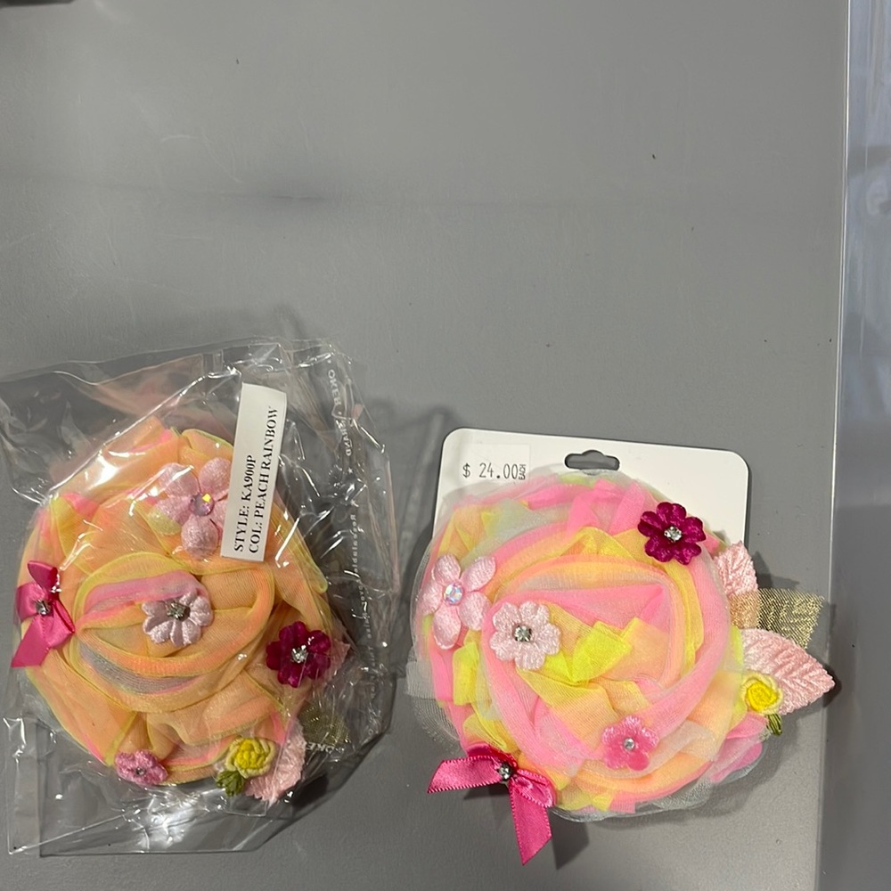 NWT Kaiya Eve Girls Tulle Peach Rainbow Floral Pin